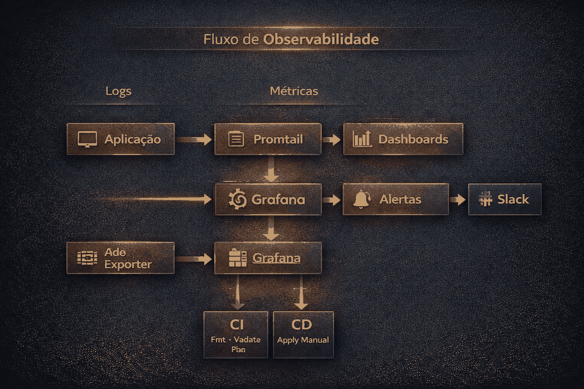 Fluxo operacional do Stack de Observabilidade